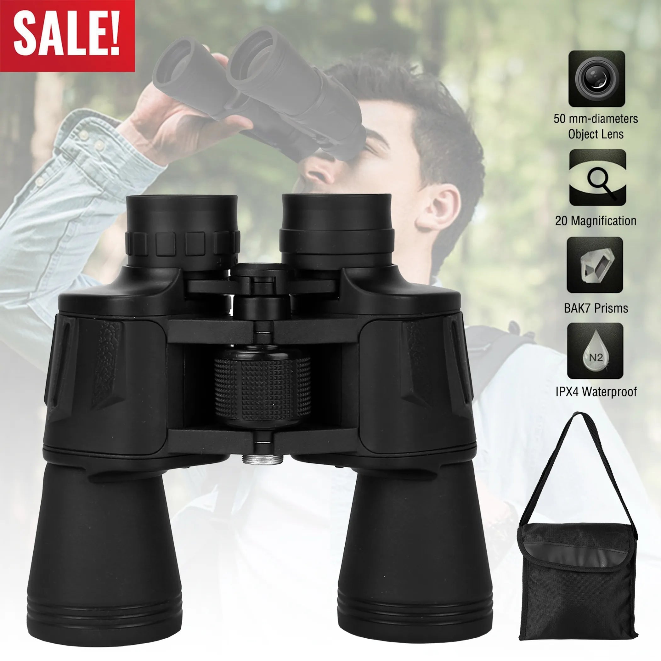 20x50 Binoculars Waterproof High Power - Energize Trek