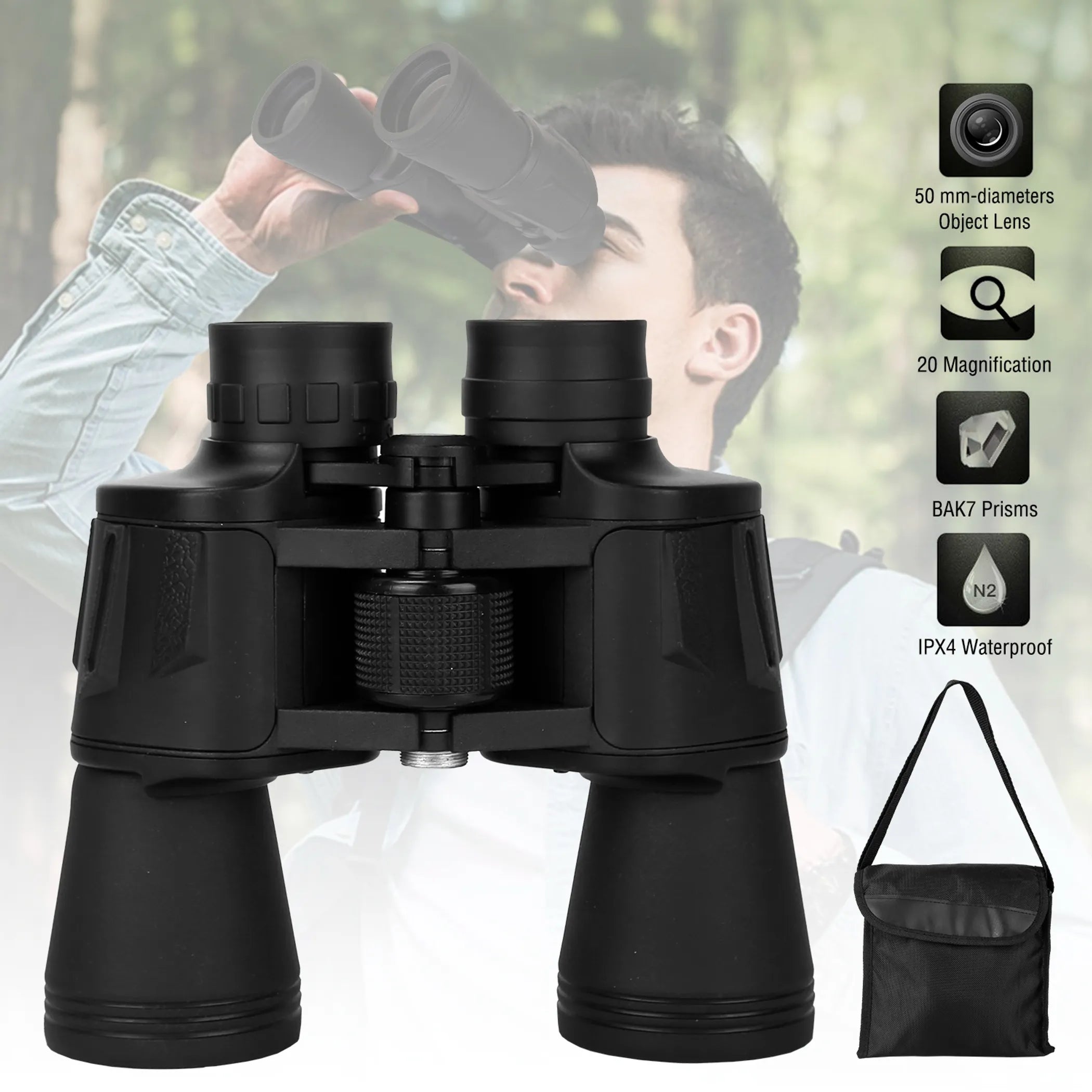 20x50 Binoculars Waterproof High Power - Energize Trek