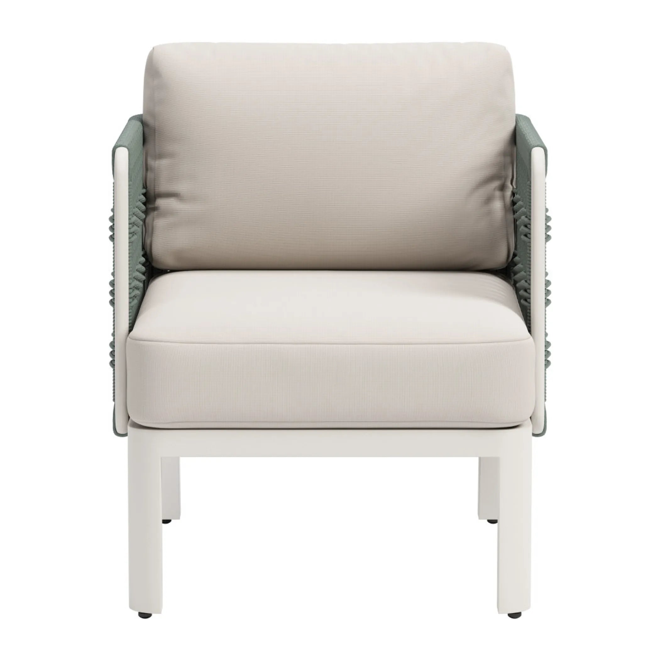 Aluminum Outdoor Accent Chair with White Cushion