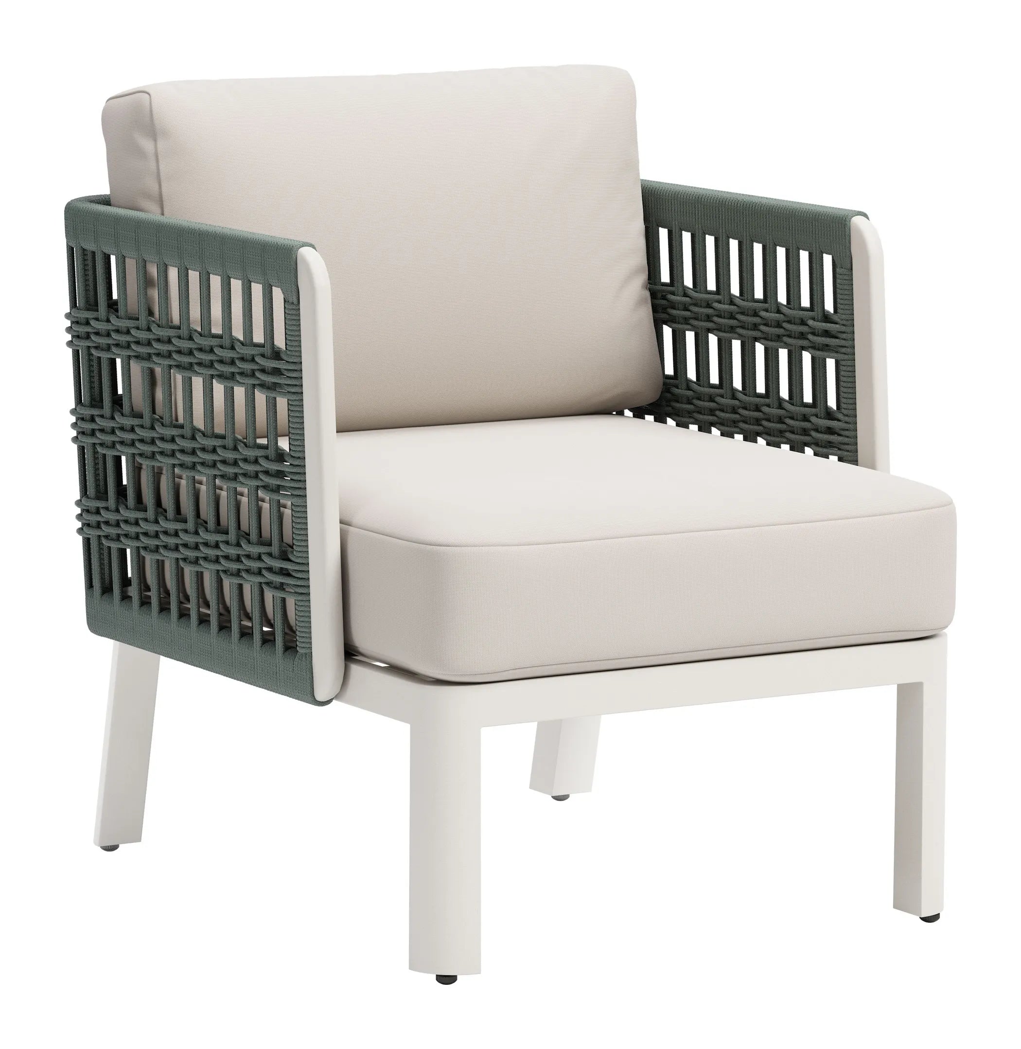Aluminum Outdoor Accent Chair with White Cushion