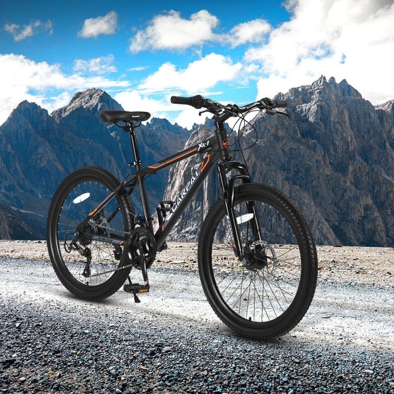 24 Inch Mountain Bike, Suitable For Boys And Girls, Steel Frame, Shimano 21 Speed Mountain Bike, With Dual Disc Brakes And Front Suspension, Banned Platform Temu - Energize Trek