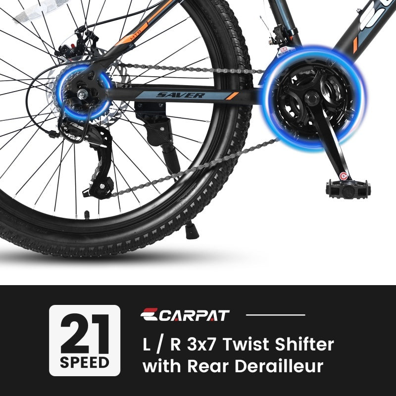 24 Inch Mountain Bike, Suitable For Boys And Girls, Steel Frame, Shimano 21 Speed Mountain Bike, With Dual Disc Brakes And Front Suspension, Banned Platform Temu - Energize Trek