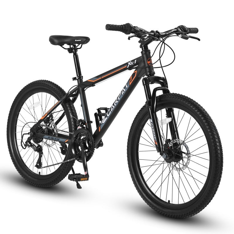 24 Inch Mountain Bike, Suitable For Boys And Girls, Steel Frame, Shimano 21 Speed Mountain Bike, With Dual Disc Brakes And Front Suspension, Banned Platform Temu - Energize Trek