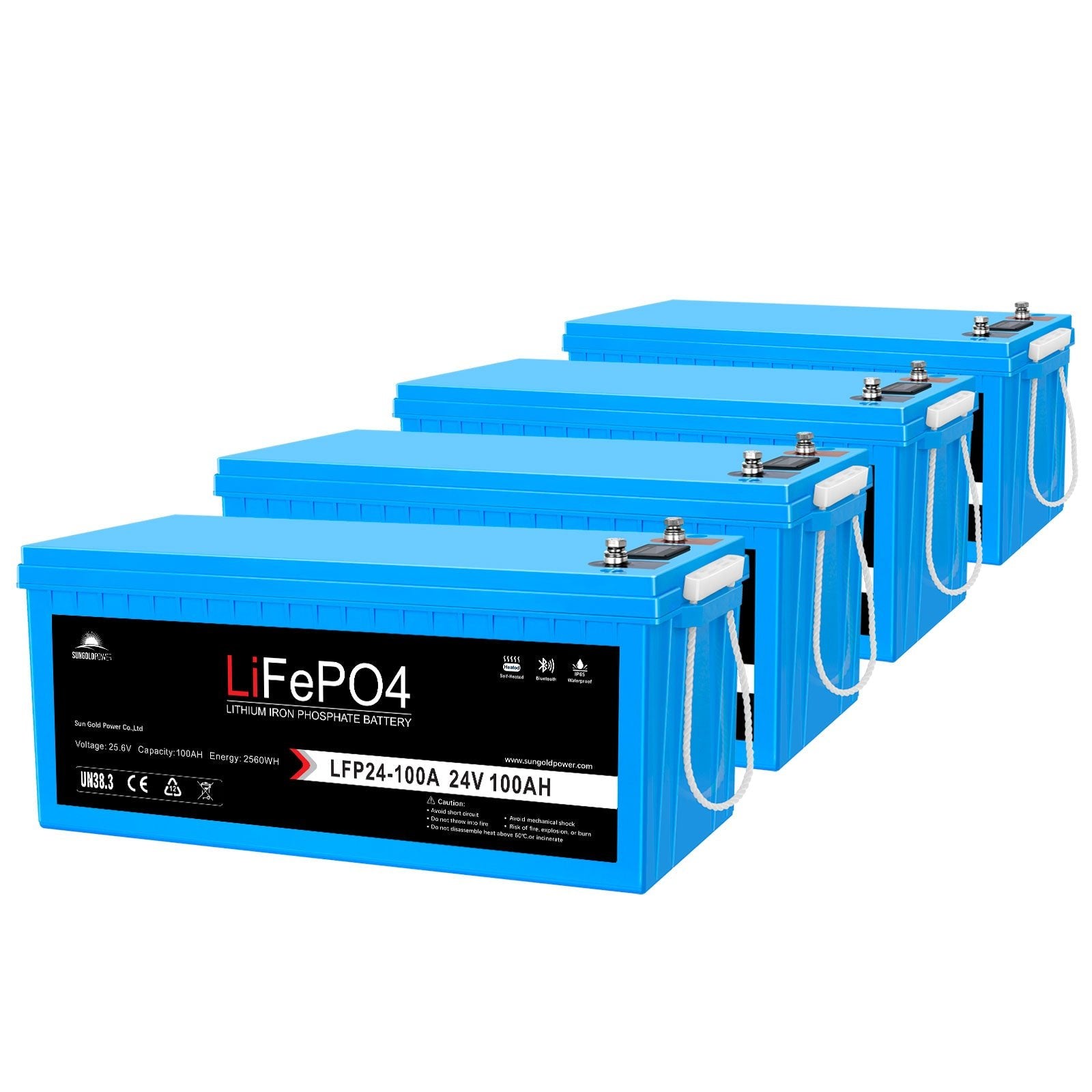 4 X 24V 100Ah LiFePo4 Deep Cycle Lithium Battery Bluetooth / Self-Heating / IP65 - Energize Trek