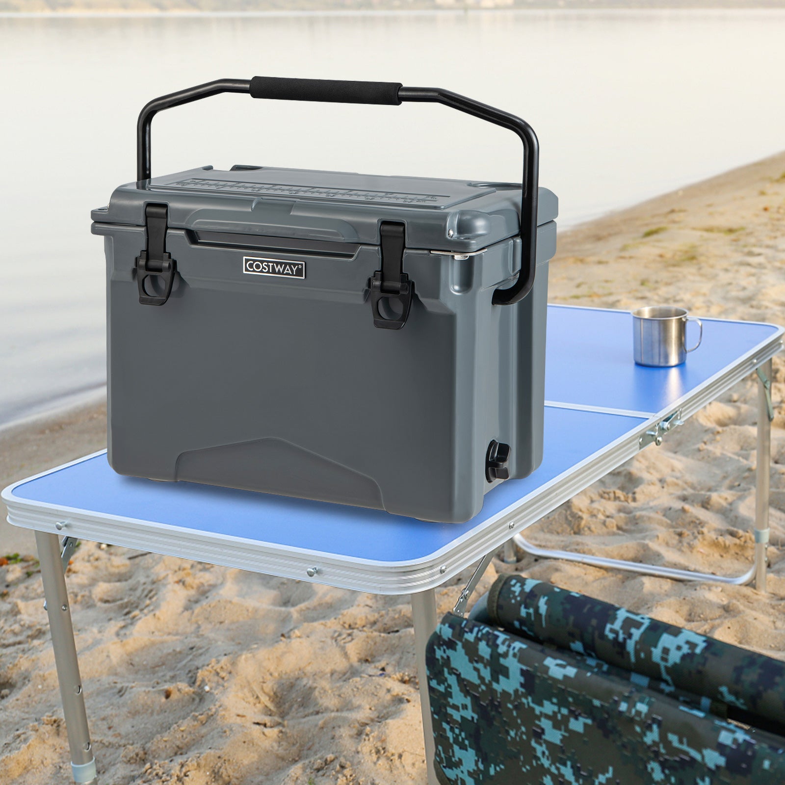 25 QT Hard Cooler with Aluminum Handle and Integrated Cup Holders - Energize Trek