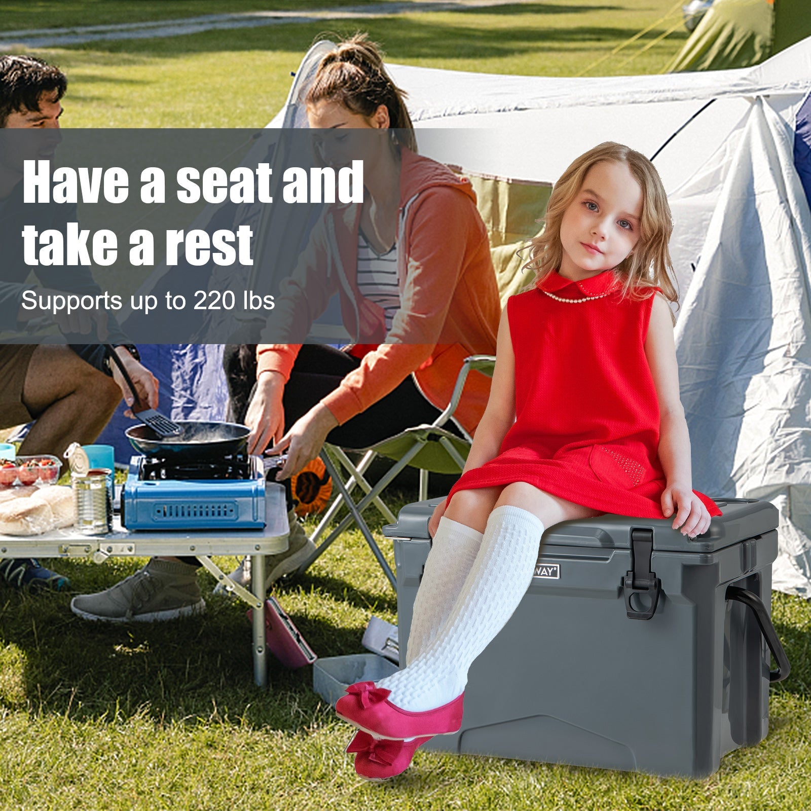 25 QT Hard Cooler with Aluminum Handle and Integrated Cup Holders - Energize Trek