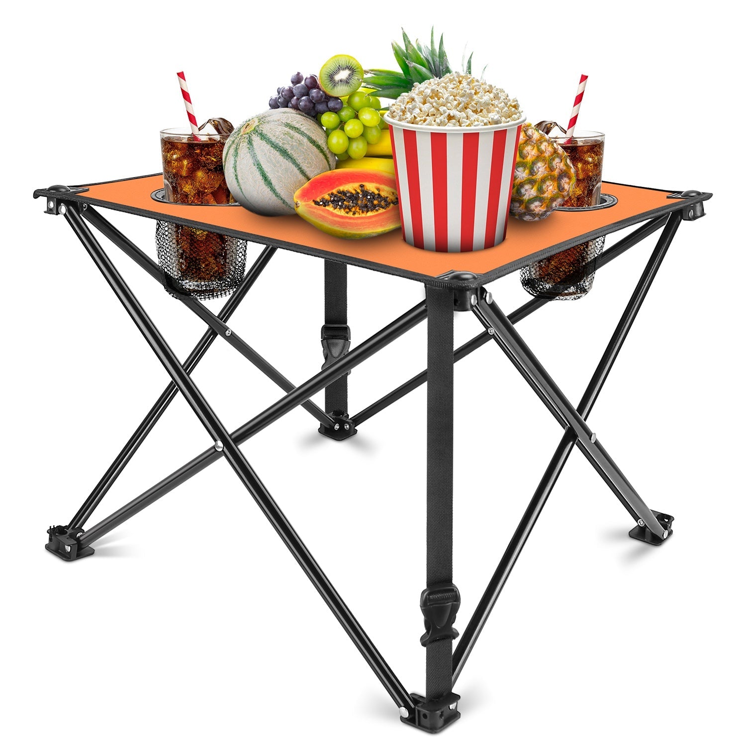 2Pcs Foldable Camping Table Portable Picnic Table Lightweight Travel Desk with 2 Cup Holders/Table Carrying Bag - Energize Trek