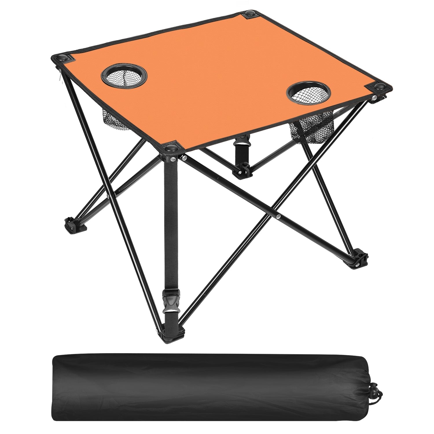 2Pcs Foldable Camping Table Portable Picnic Table Lightweight Travel Desk with 2 Cup Holders/Table Carrying Bag - Energize Trek
