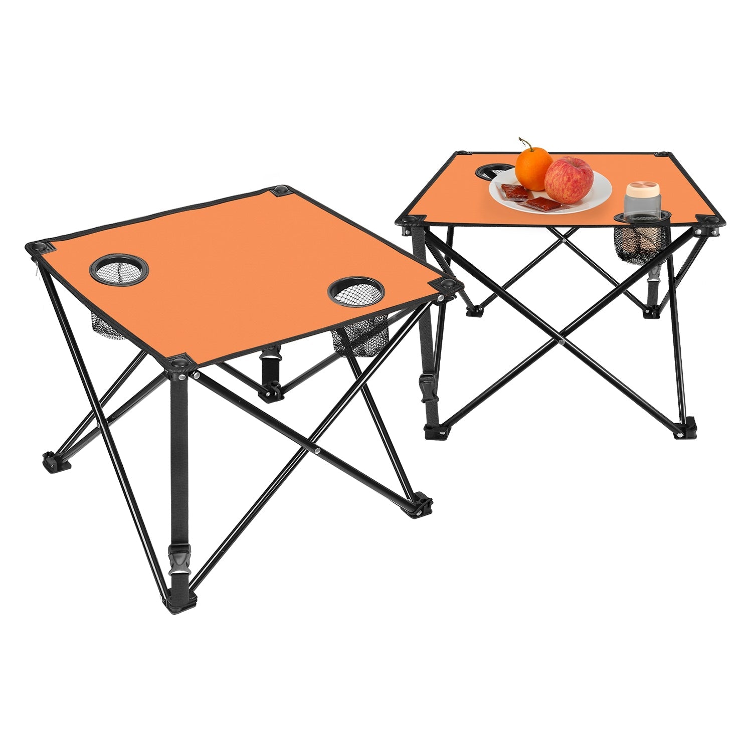 2Pcs Foldable Camping Table Portable Picnic Table Lightweight Travel Desk with 2 Cup Holders/Table Carrying Bag - Energize Trek