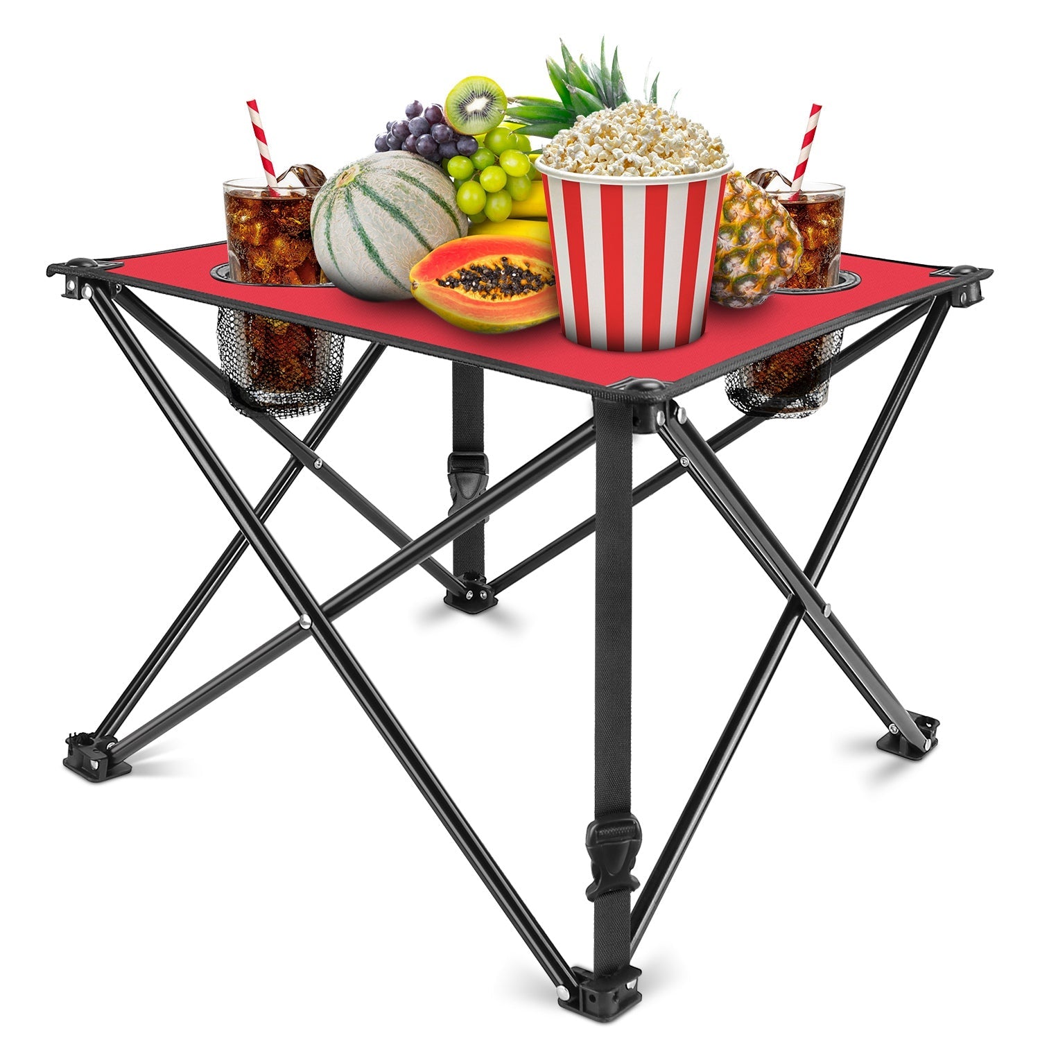 2Pcs Foldable Camping Table Portable Picnic Table Lightweight Travel Desk with 2 Cup Holders/Table Carrying Bag - Energize Trek
