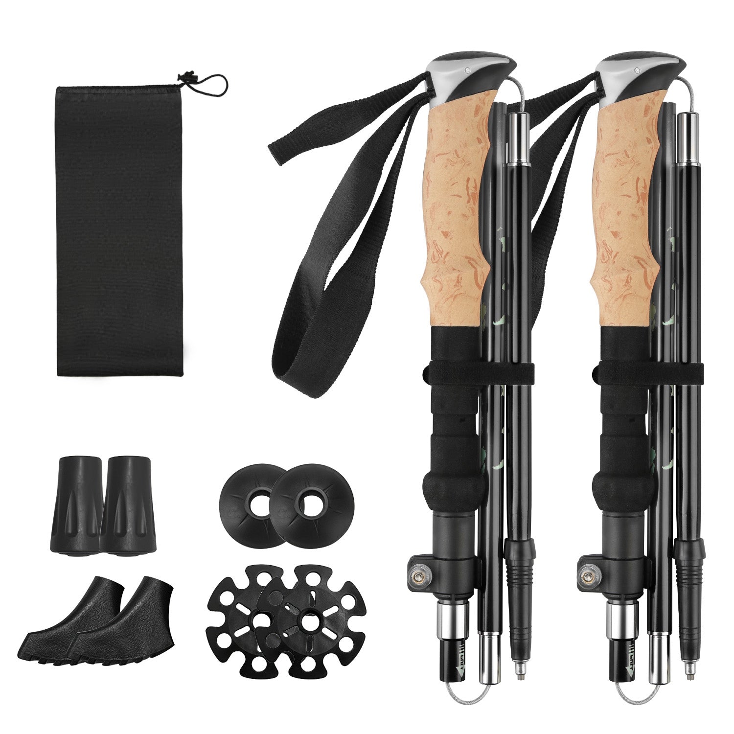 2Pcs Walking Sticks Collapsible Hiking Poles Folding Aluminum Trekking Poles Adjustable Hiking Sticks with EVA Foam Grips for Backpacking Hiking Mount - Energize Trek