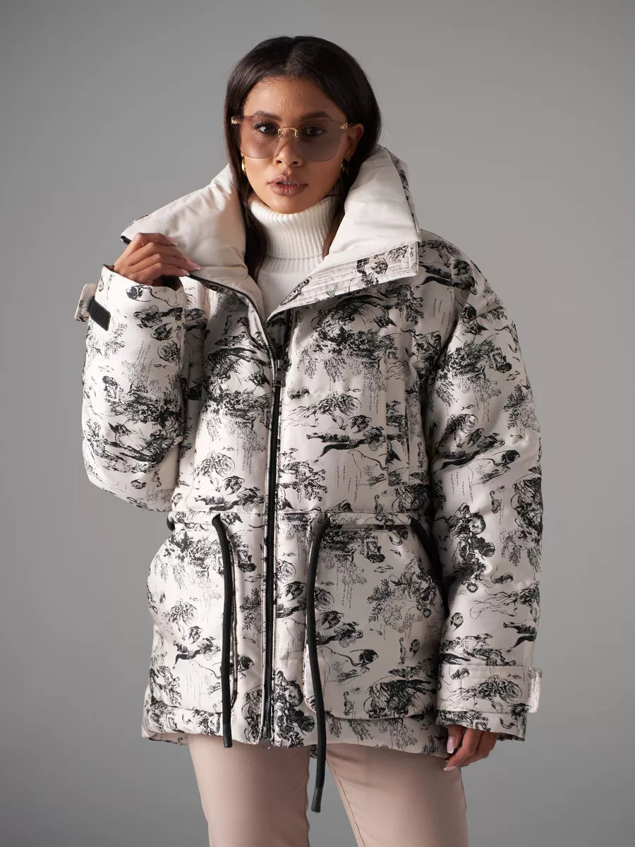 Monochrome Jacquard Down Fill Coat - Energize Trek