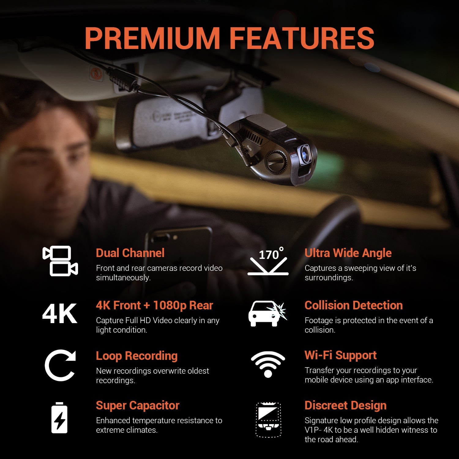 Rexing V1P 4K Dual Channel Dash Cam 4K+1080p with Wi-Fi - Energize Trek
