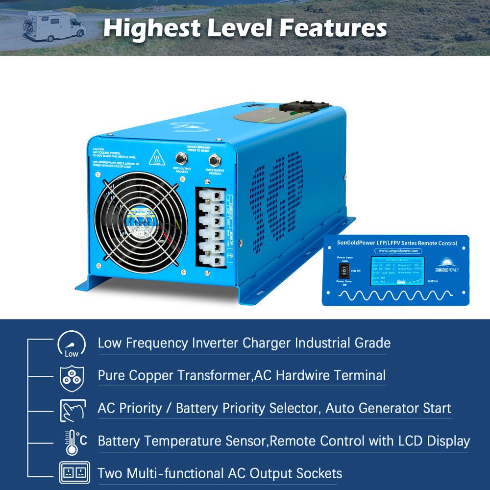 6000W DC 24V/ 48V Split Phase Pure Sine Wave Inverter With Charger - Energize Trek