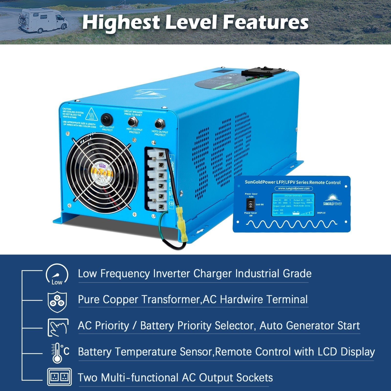 6000W DC 24V/ 48V Split Phase Pure Sine Wave Inverter With Charger - Energize Trek