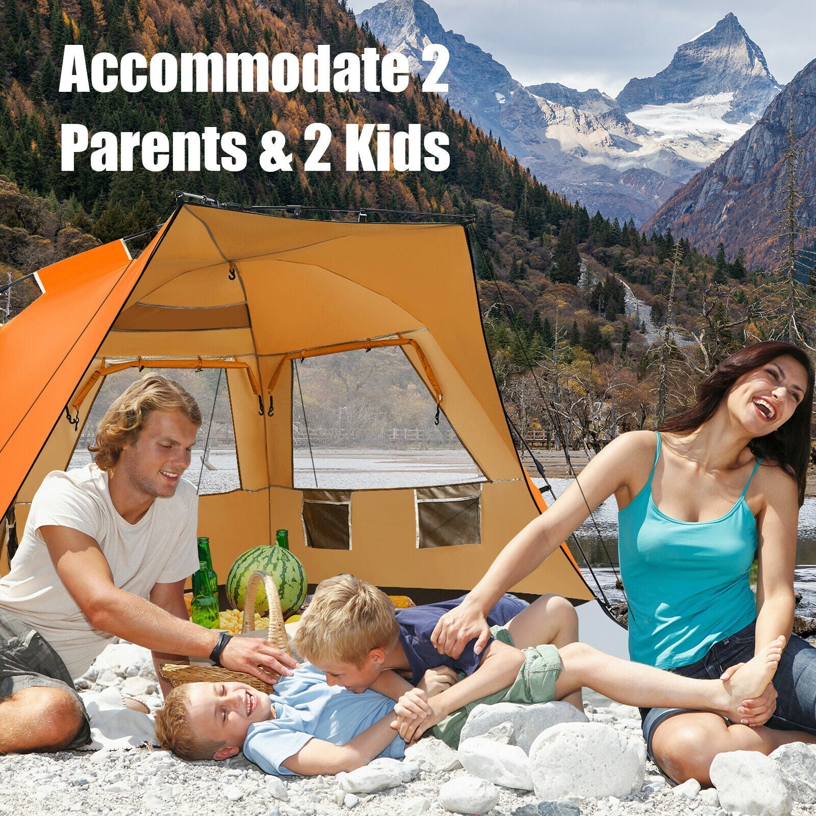 3-4 Person Easy Pop Up Beach Tent UPF 50+ Portable Sun Shelter - Energize Trek