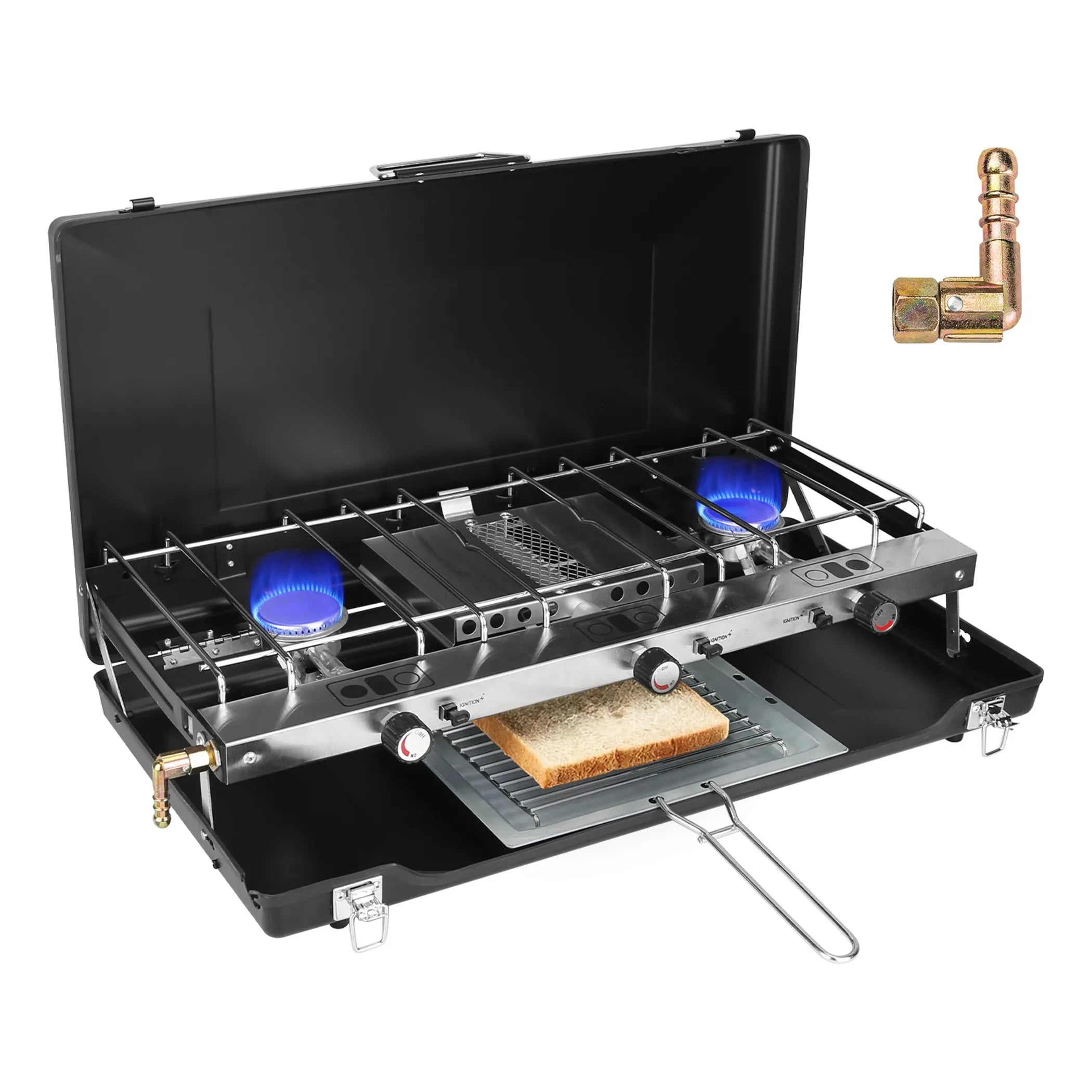 3 Burner Camping Stove 20000 BTU Portable Foldable Propane Stove - Energize Trek