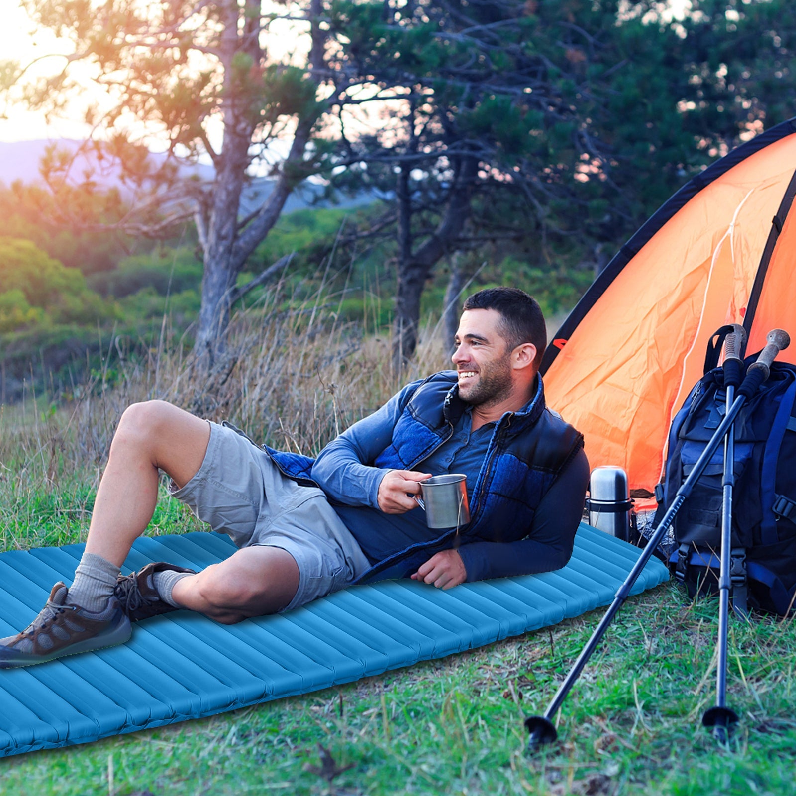 3 Inch Thick Inflatable Waterproof Camping Sleeping Pad - Energize Trek