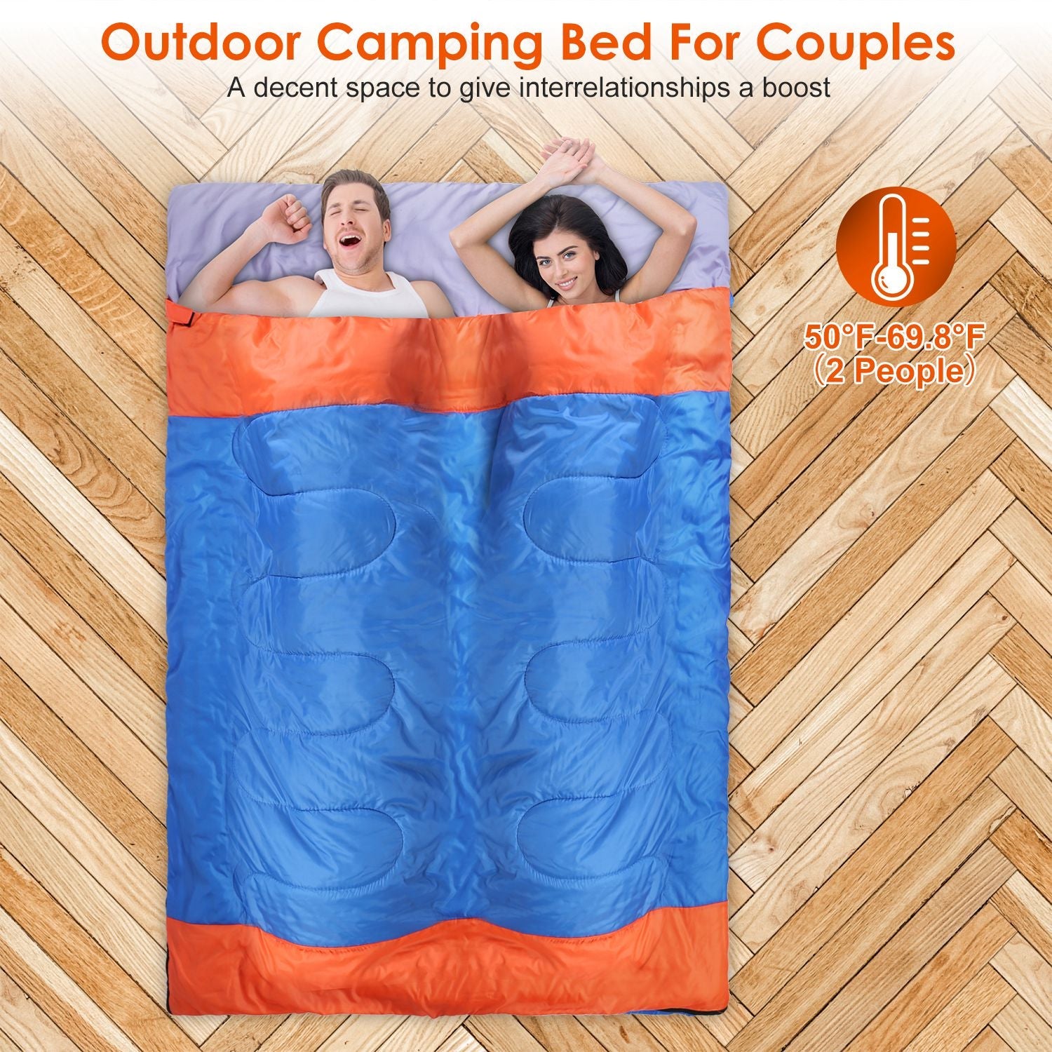 3 People Sleeping Bag for Adult Kids Lightweight Water Resistant Camping Cotton Liner Cold Warm Weather Indoor Outdoor Use 3 Season with Sack for Spri - Energize Trek