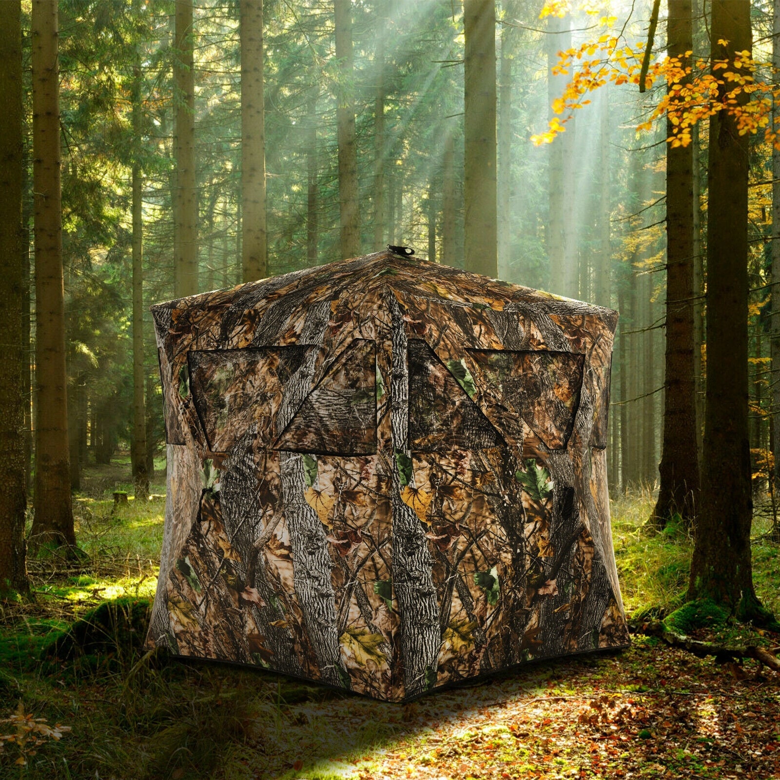 3 Person Portable Pop-Up Ground Hunting Blind with Tie-downs - Energize Trek