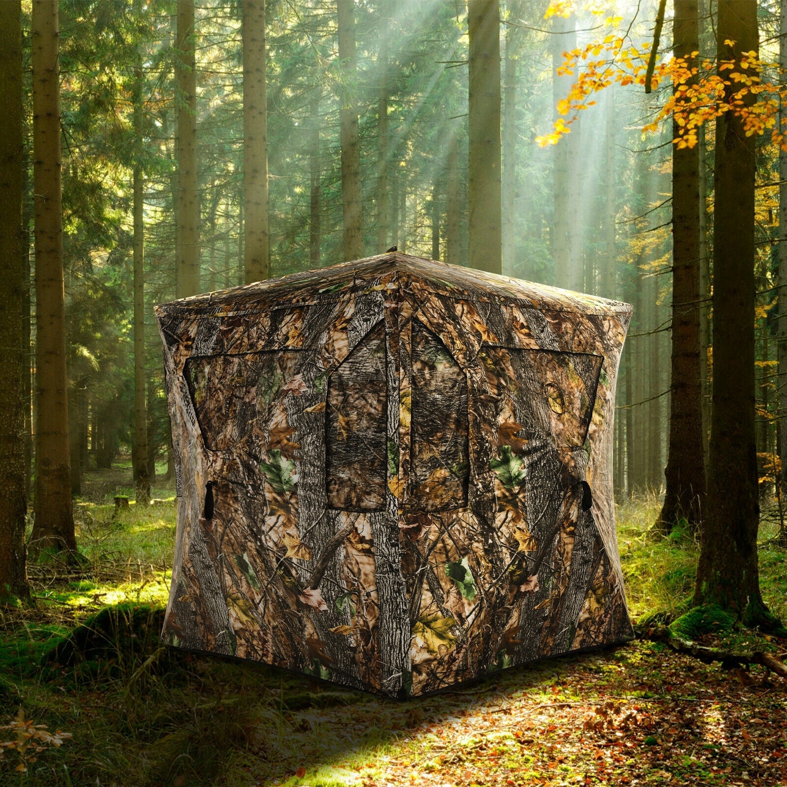 3 Person Portable Pop-Up Ground Tent with Gun Ports and Carrying Bag - Energize Trek