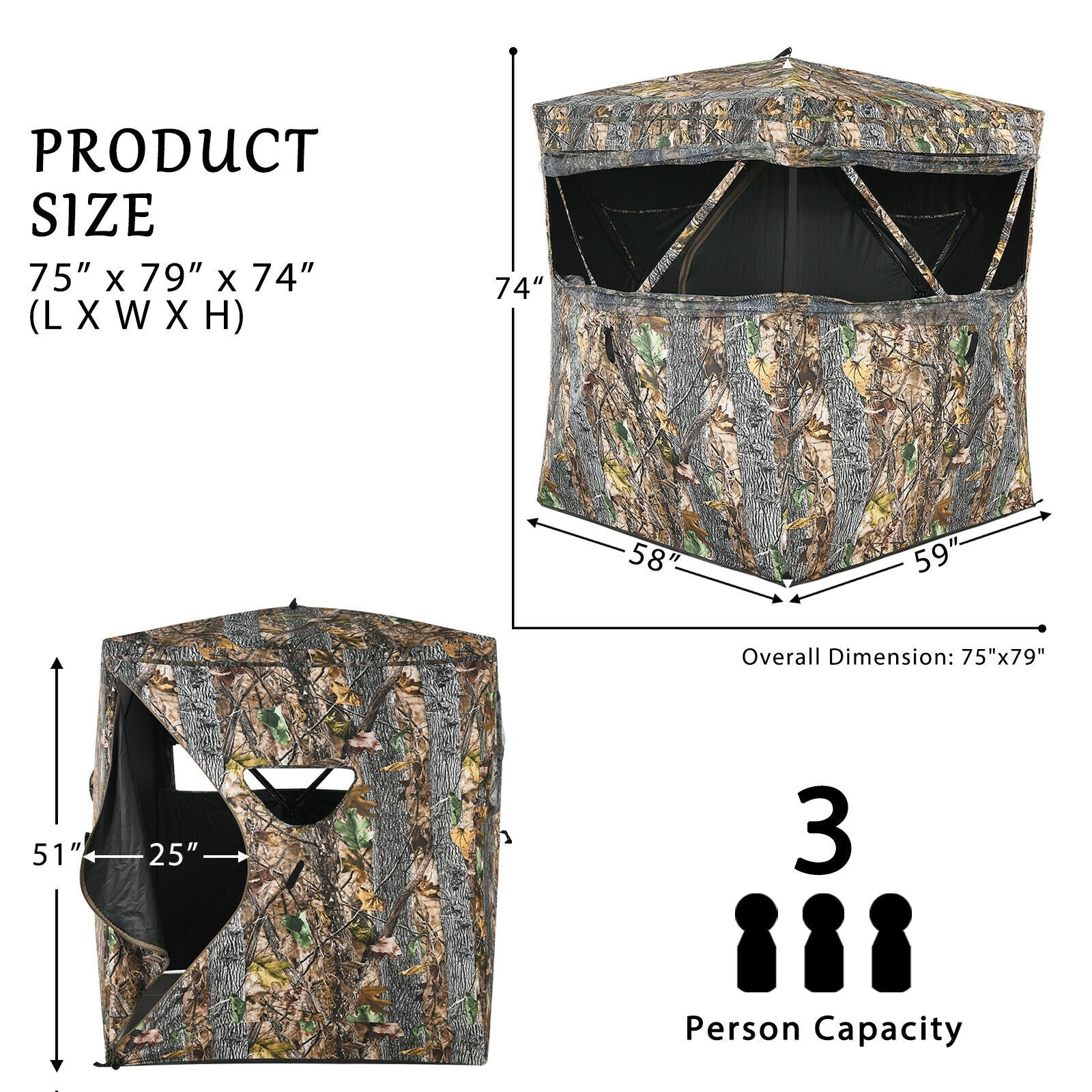 3 Person Portable Surround View Tent with Slide Mesh Window - Energize Trek