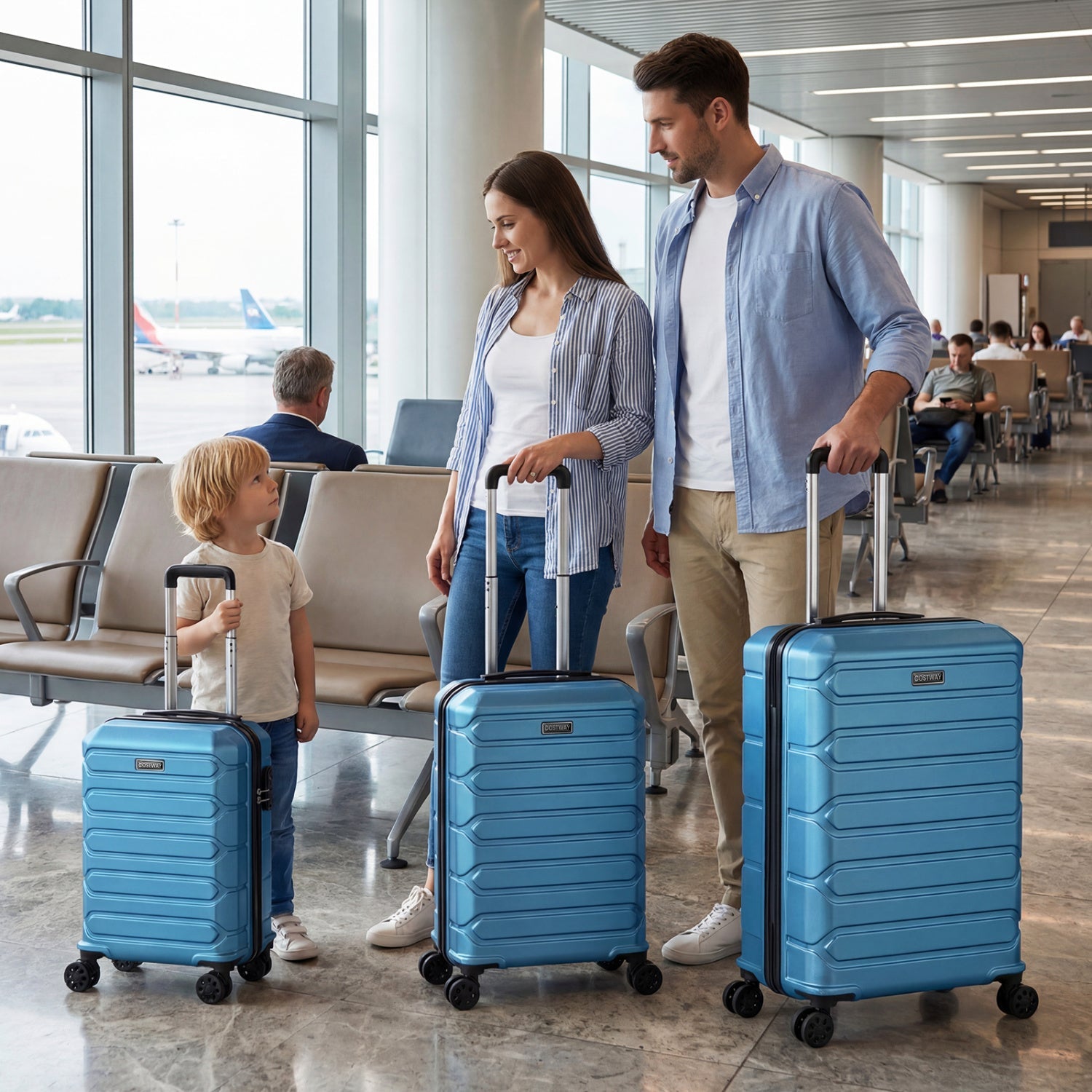 3-Piece Hardside Luggage Set Lightweight Hardside Suitcases with 8-Spinner Wheels - Energize Trek