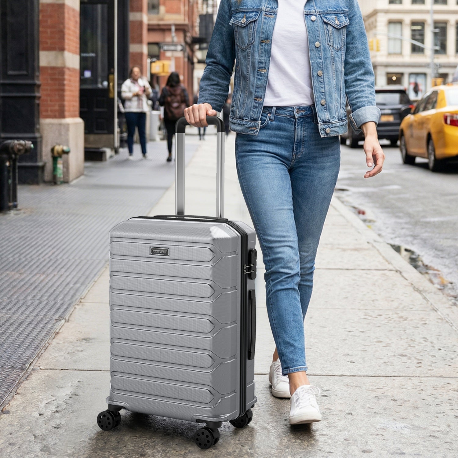 3-Piece Hardside Luggage Set Lightweight Hardside Suitcases with 8-Spinner Wheels - Energize Trek