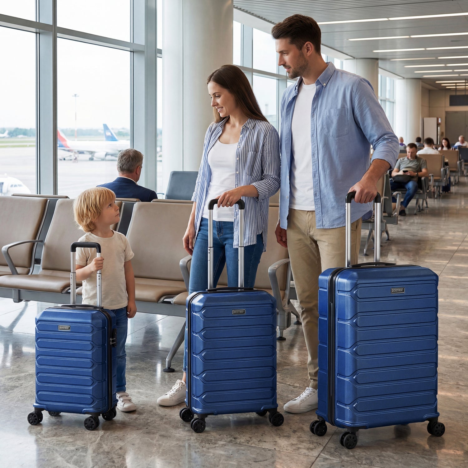 3-Piece Hardside Luggage Set Lightweight Hardside Suitcases with 8-Spinner Wheels - Energize Trek