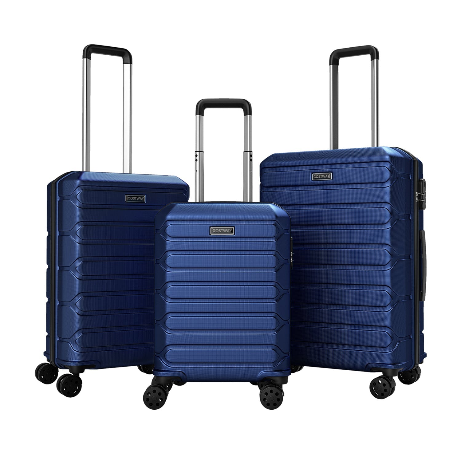 3-Piece Hardside Luggage Set Lightweight Hardside Suitcases with 8-Spinner Wheels - Energize Trek