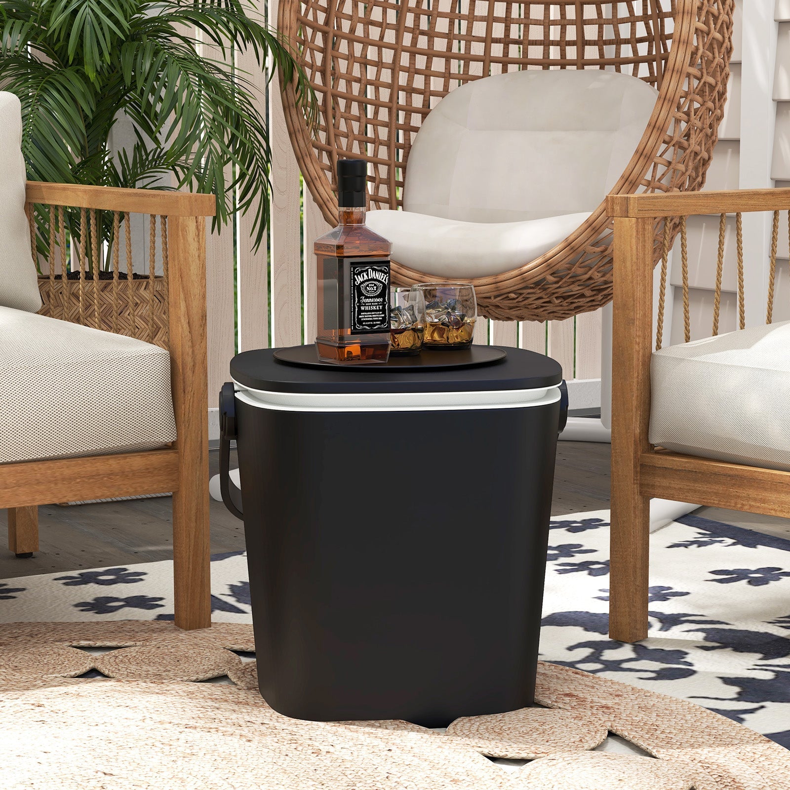 3-in-1 Portable Cooler Bar Table with Bottle Opener and Lift Top Lid for Camping Poolside - Energize Trek