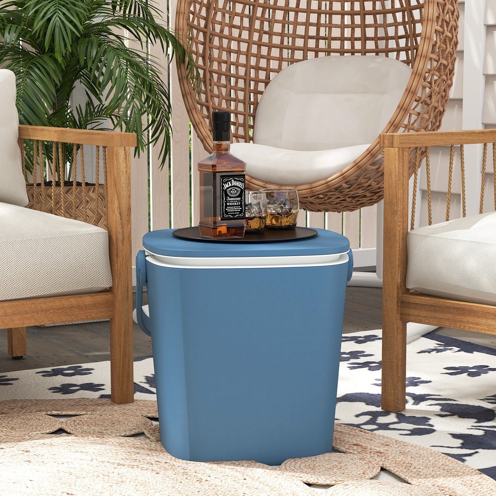 3-in-1 Portable Cooler Bar Table with Bottle Opener and Lift Top Lid for Camping Poolside - Energize Trek