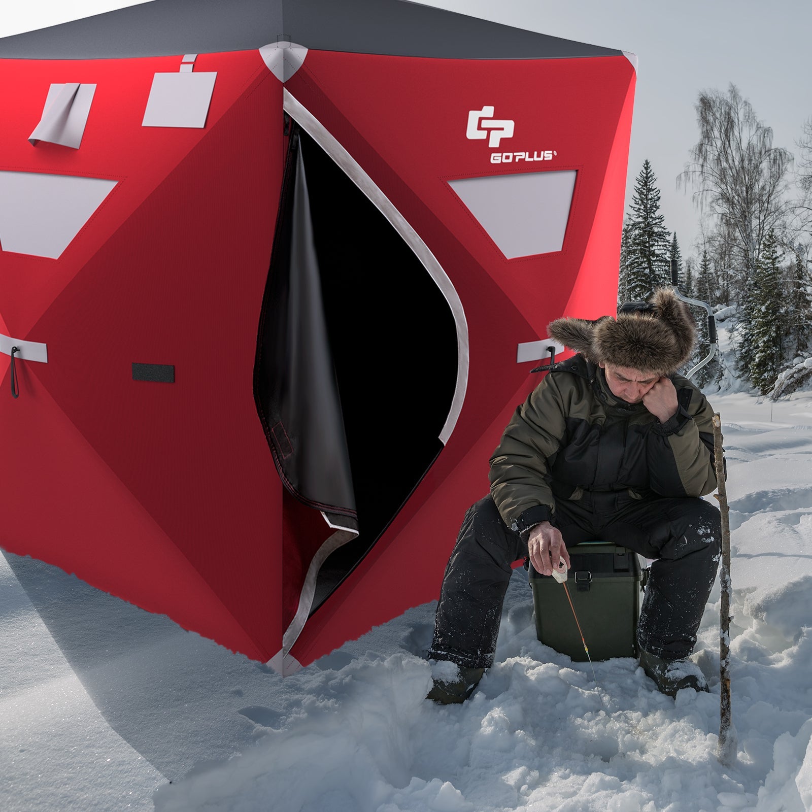 3-person Portable Pop-up Ice Shelter Fishing Tent with Bag - Energize Trek