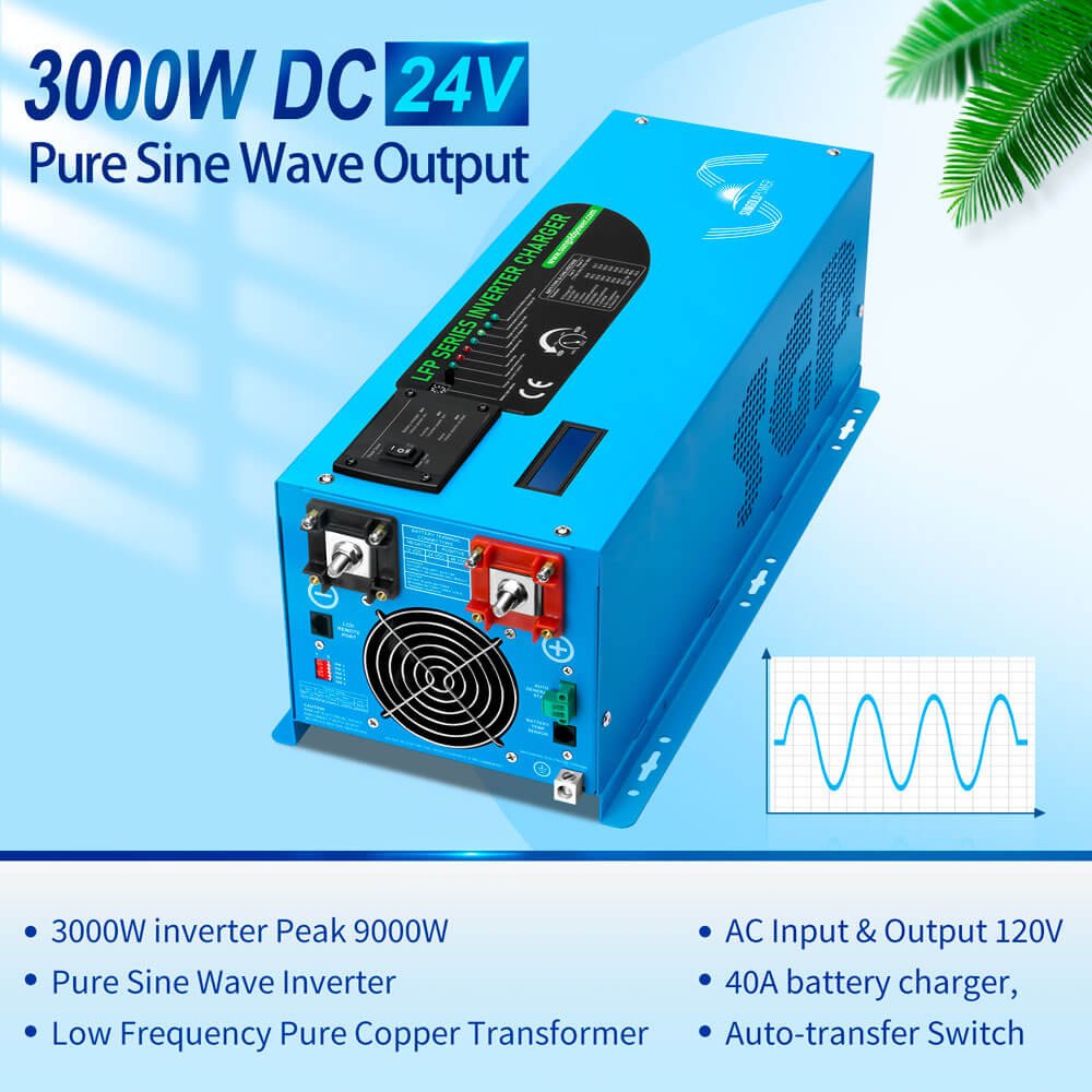 3000W DC 24V Pure Sine Wave Inverter With Charger - Energize Trek