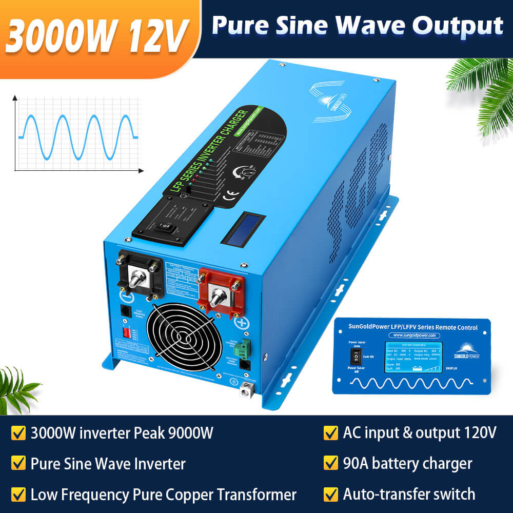 Off Grid Solar Kit 3000W Inverter 12VDC 120V Output LifePO4 Battery 600 watt Solar Back Up SGK-PRO3 - Energize Trek