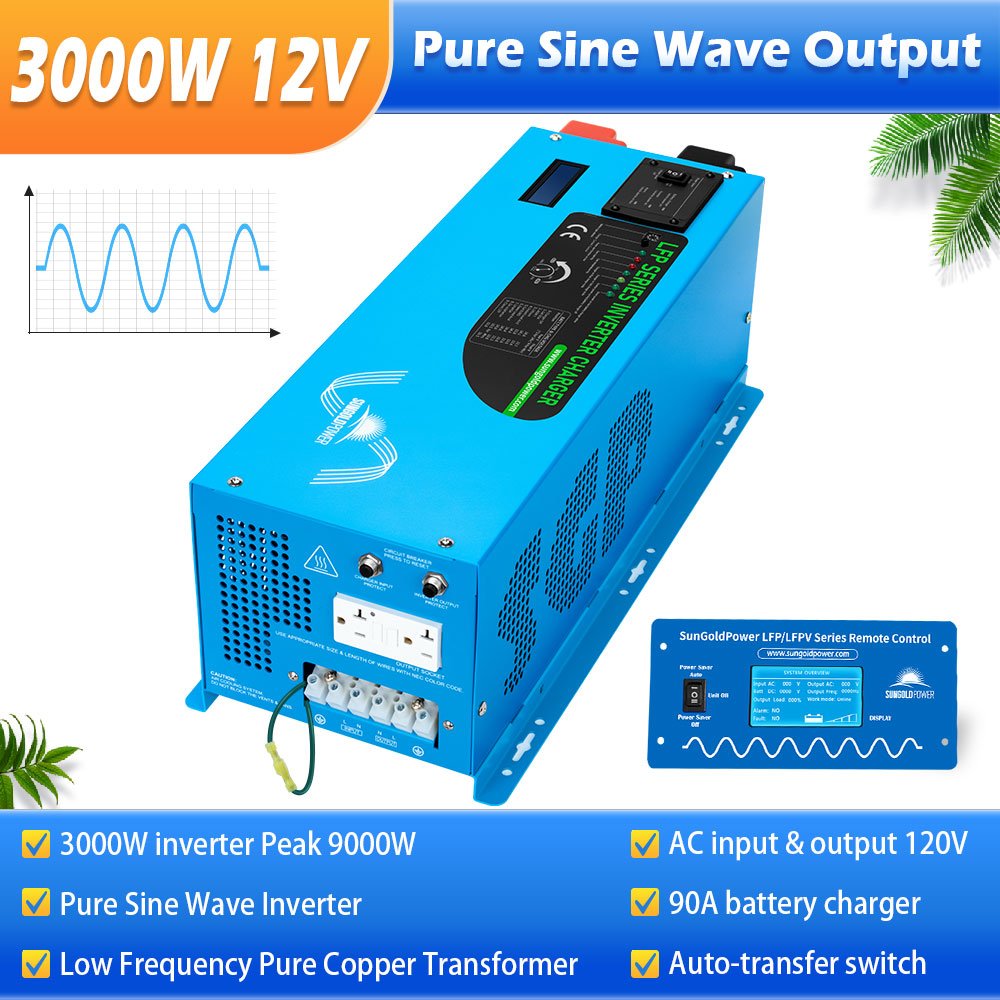 2000W/ 3000W/ 4000W DC 12V Pure Sine Wave Inverter With Charger - Energize Trek
