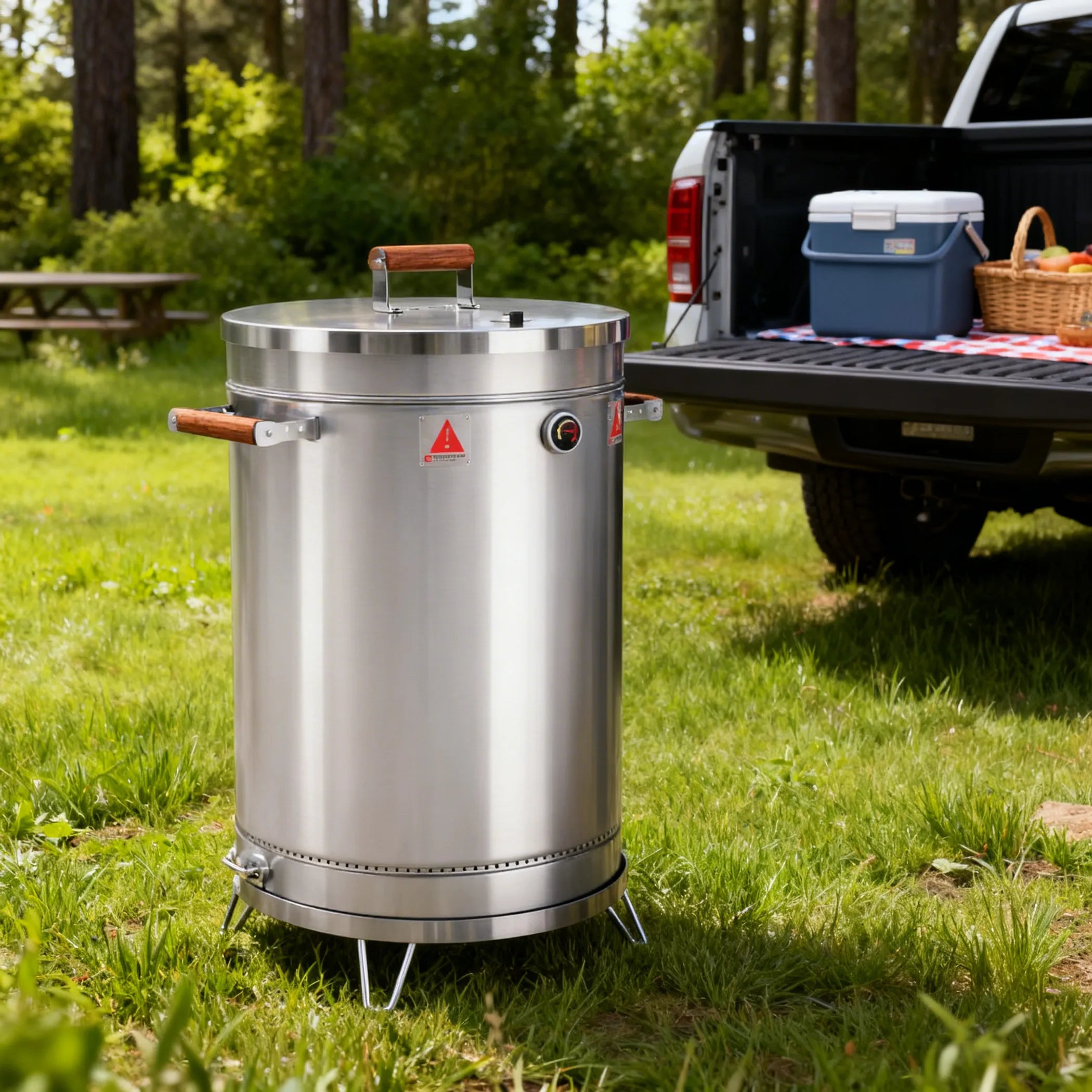 31" X 18" Silver Stainless Steel Portable Smoker Barrel - Energize Trek