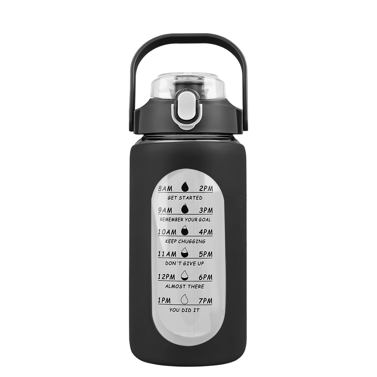 34Oz Glass Water Bottle Sports Water Bottle Motivational Water Bottle Water Intake Tracker Bottle with Straw Time Marker Silicone Sleeve Handle for Gy - Energize Trek