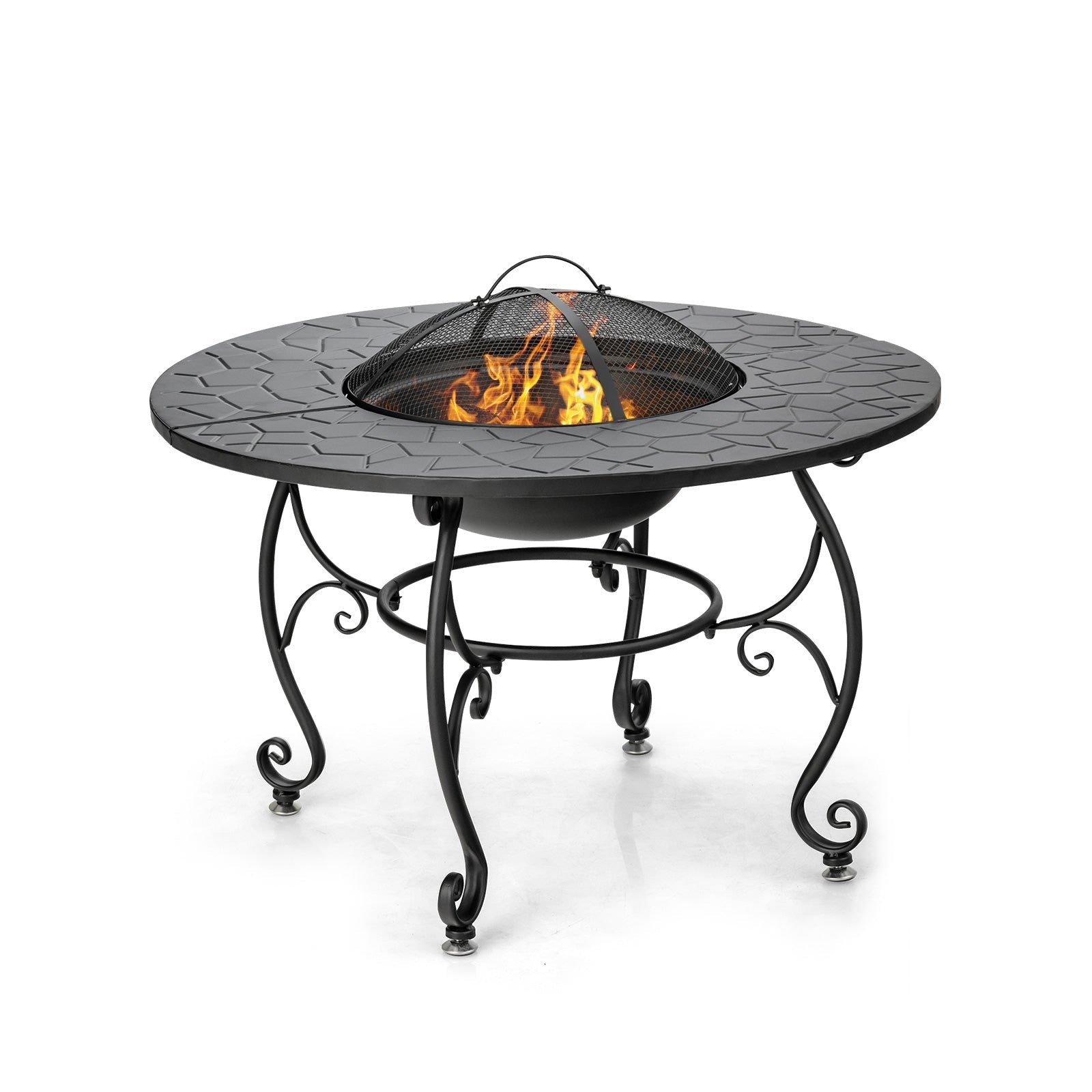 35.5 Feet Patio Fire Pit Dining Table With Cooking BBQ Grate - Energize Trek
