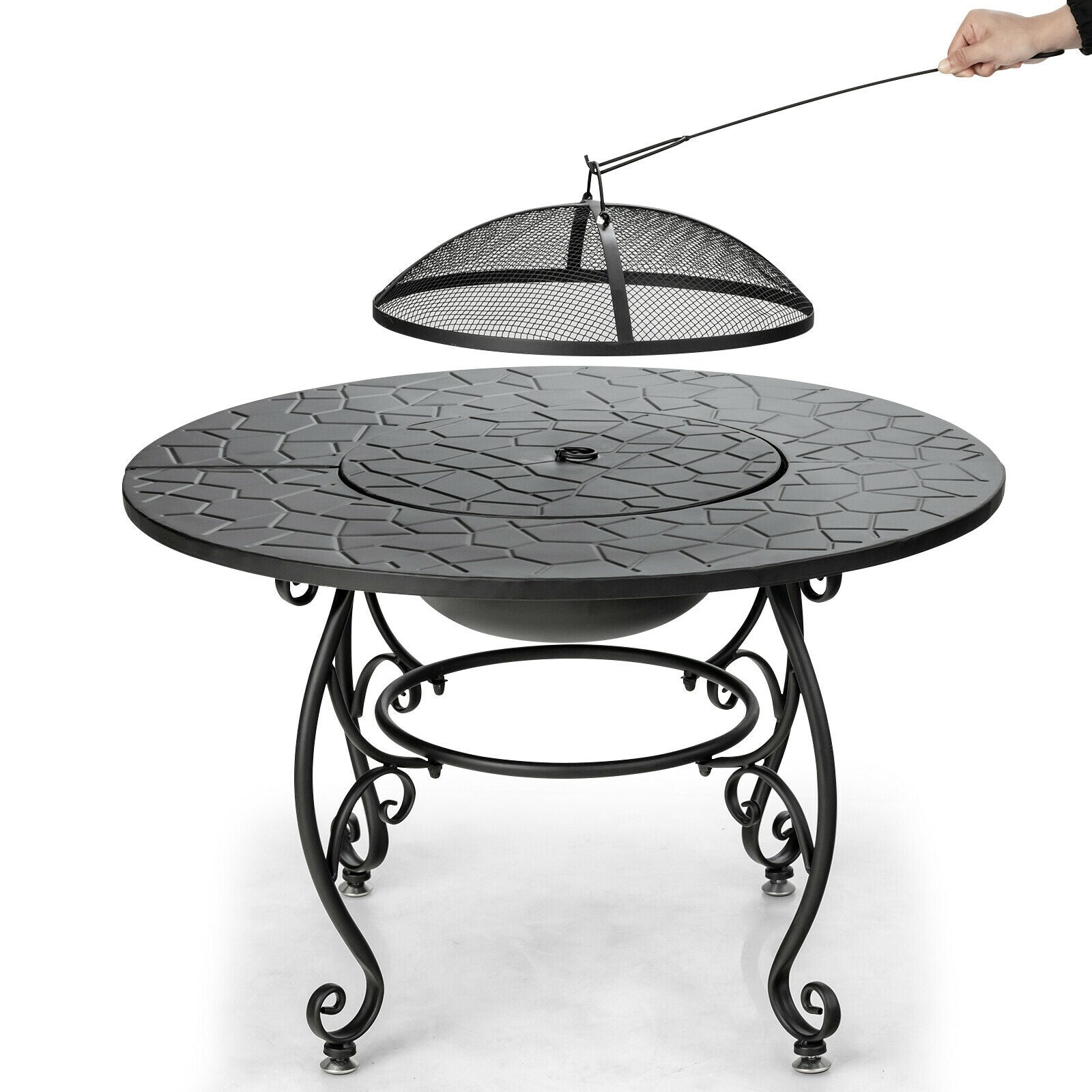 35.5 Feet Patio Fire Pit Dining Table With Cooking BBQ Grate - Energize Trek