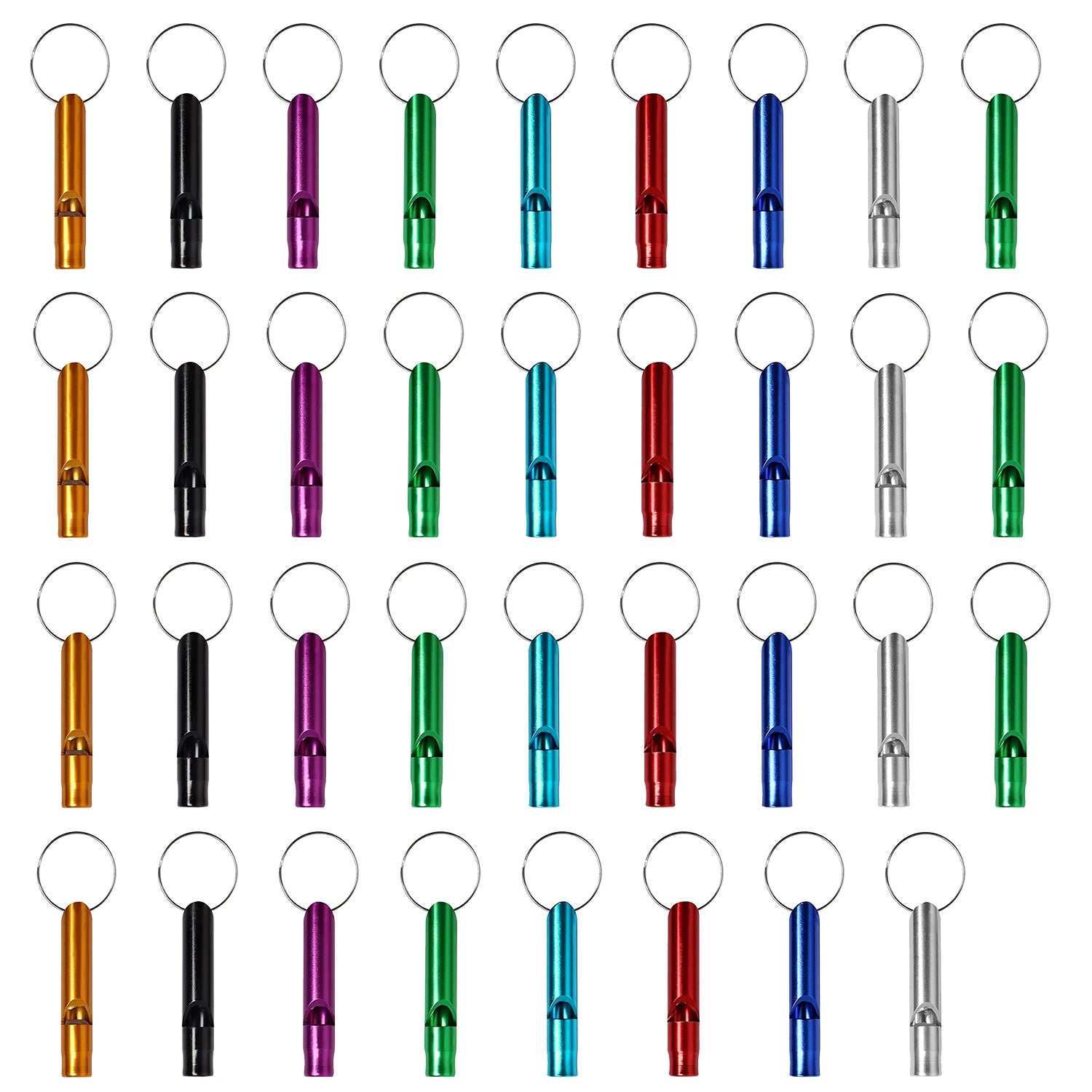 35Pcs Emergency Whistles Extra Loud Aluminum Alloy Whistle with Key Chain Ring for Camping Hiking Hunting Outdoor Sports Emergency Situations - Energize Trek