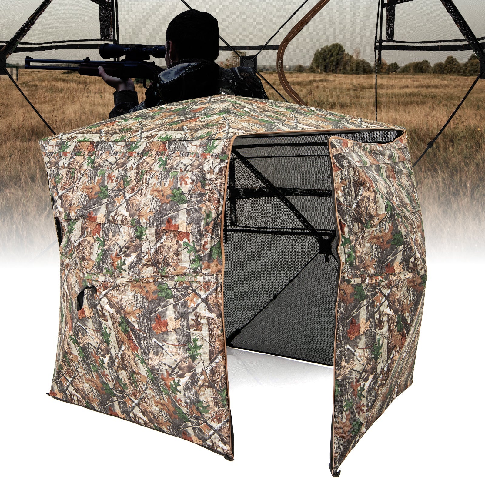 360° One Way See Through Hunting Blind Ground Blind with Portable Carrying Bag - Energize Trek