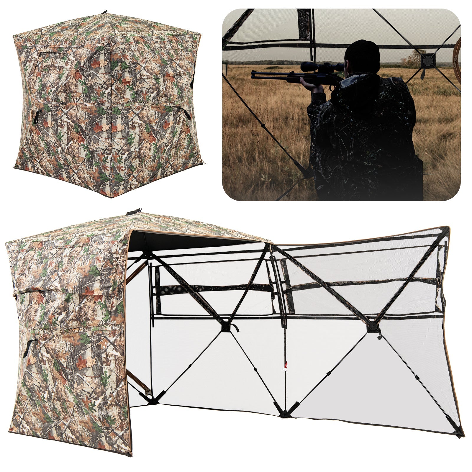 360° One Way See Through Hunting Blind Ground Blind with Portable Carrying Bag - Energize Trek