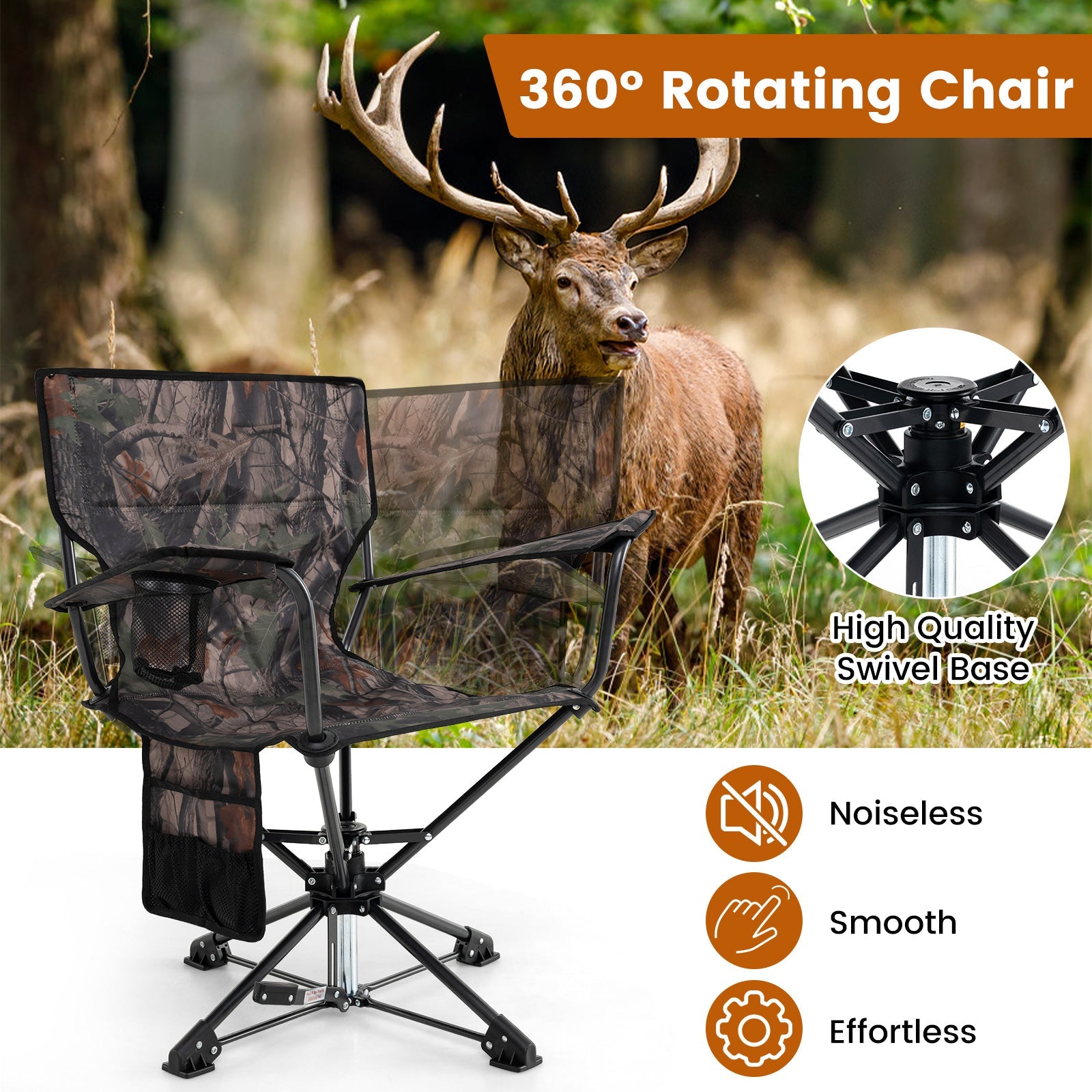 360° Swivel Hunting Chair Portable Foldable Hunting Chair Set of 2-Camo - Energize Trek