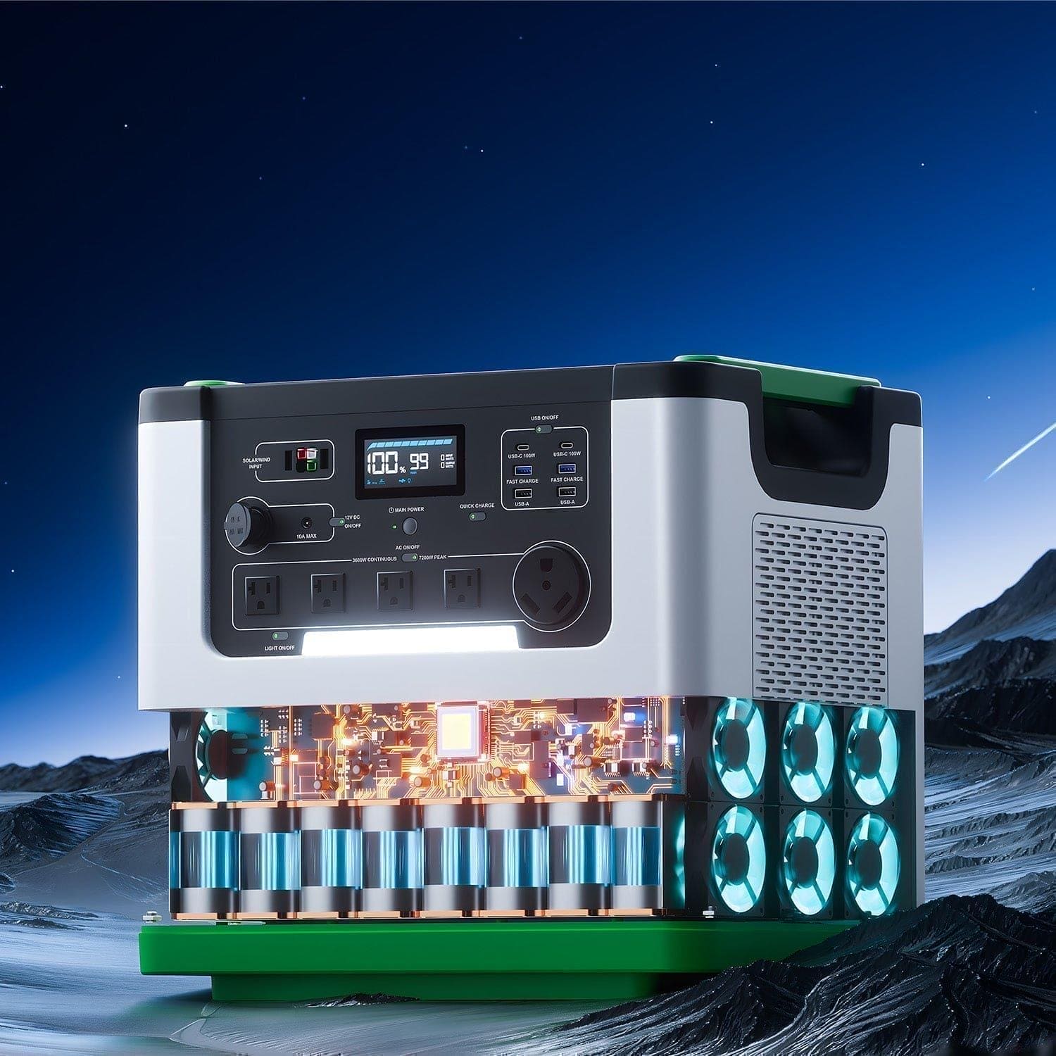 Nature's Generator Lithium 3600 Solar Generator and Transfer Switch - Energize Trek