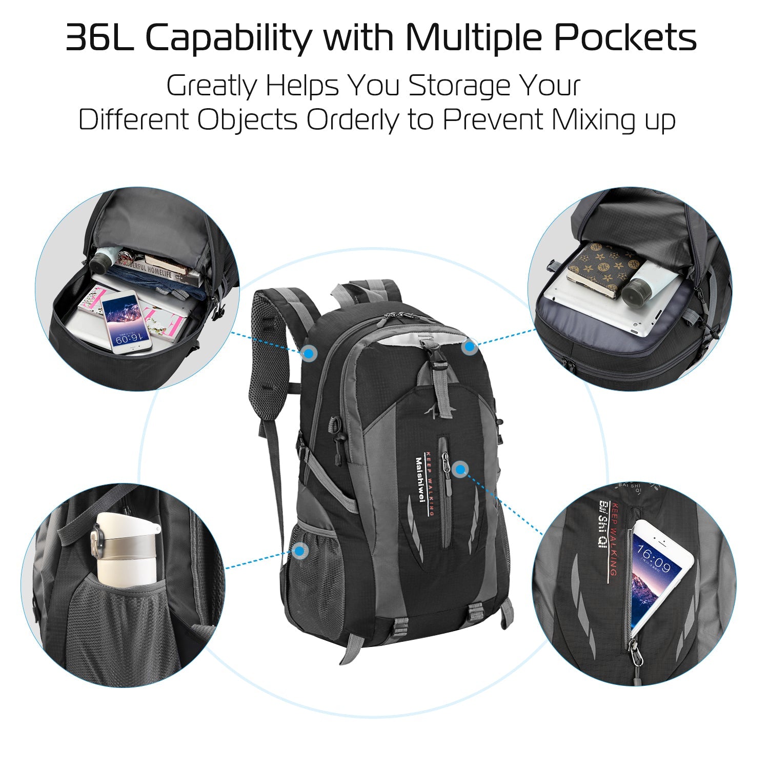 36L Outdoor Backpack Waterproof Daypack Travel Knapsack - Energize Trek