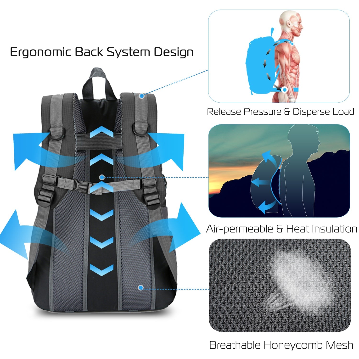 36L Outdoor Backpack Waterproof Daypack Travel Knapsack - Energize Trek
