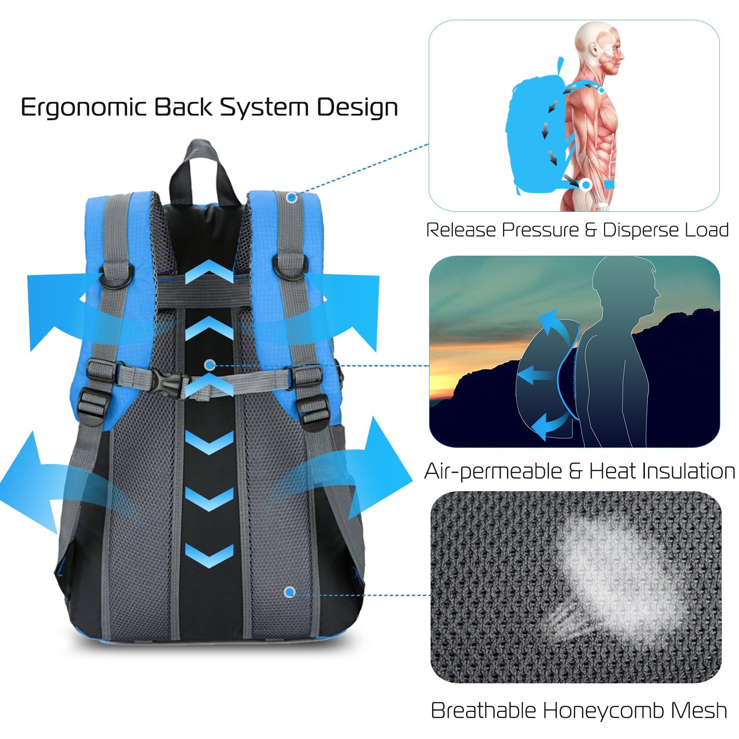 36L Outdoor Backpack Waterproof Daypack Travel Knapsack - Energize Trek