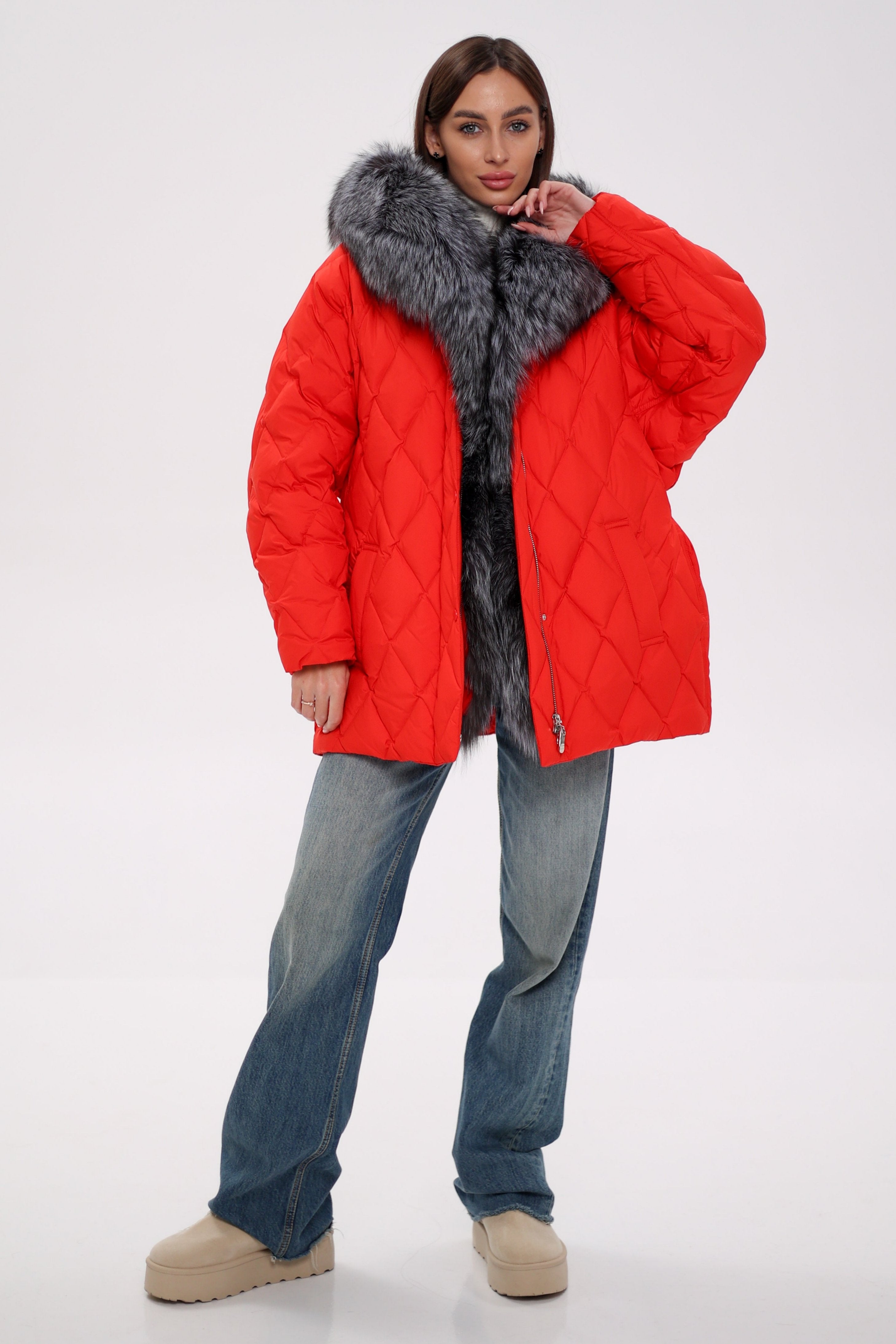 Genuine Silver Fox Down Fill Hooded Parka - Energize Trek