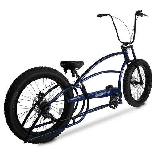BOMBITA X Limited Edition 26'' Stretch Beach Cruiser Shimano TX-35 7SP with DISC Brake , Triple Tree Fork , Moon-Type Handlebars Allloy BLACK Rims, Black Tire 26x4.0 - Energize Trek